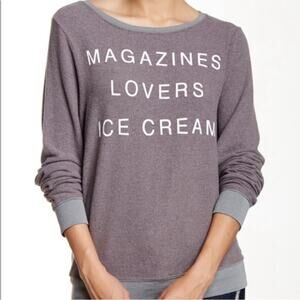 Wildfox Gray Magazines Lovers Ice Cream Sweatshirt Sz M